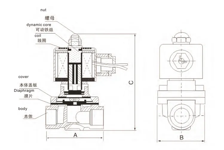 1.5 3 Inch 2 Way Gas Pinch Brass Auto Parts Solenoid Valve
