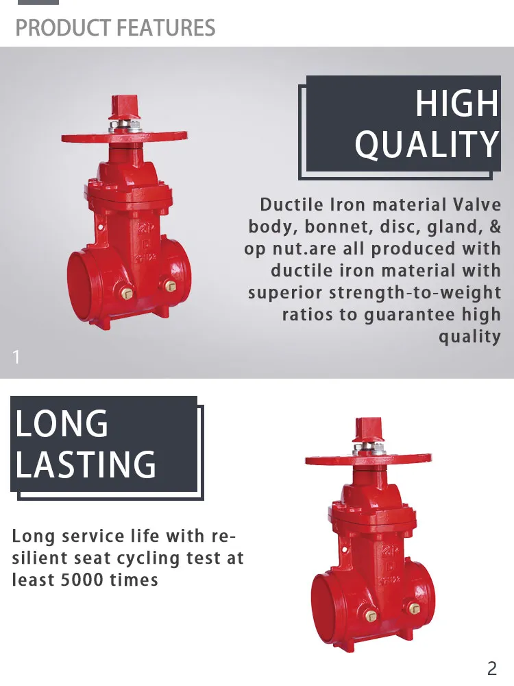 12′′ DN300 Fire Fighting Equipment FM UL Approved 300 Psi Grooved Nrs Gate Valve