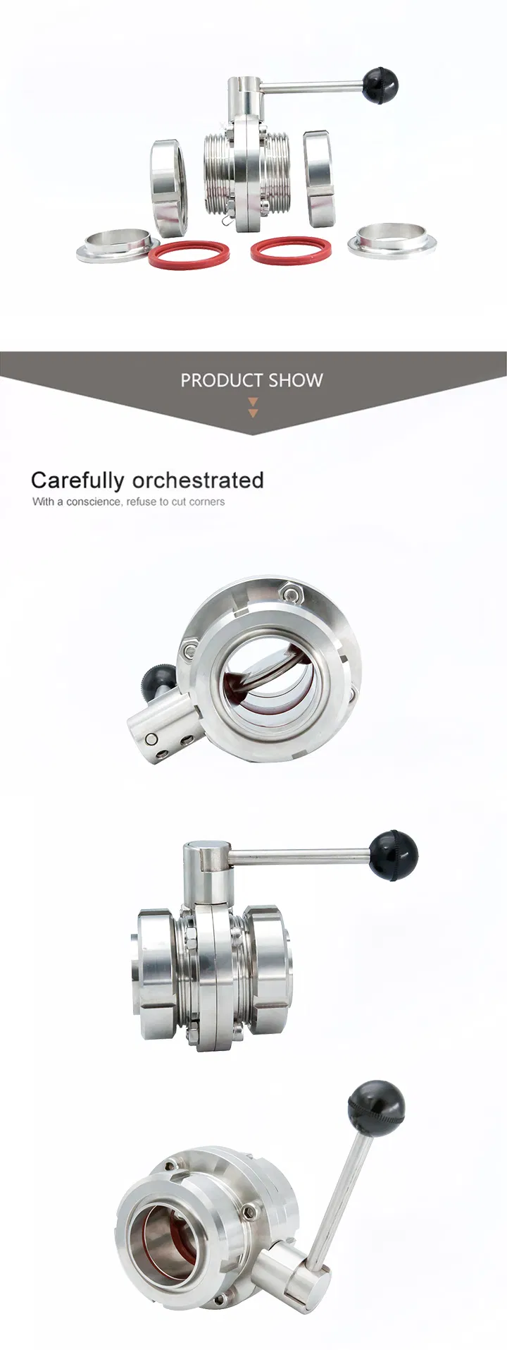 3A Stainless Steel 304 316 Union End Butterfly Valve for Bevarage System