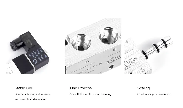 4V1 Series Aluminum Alloy Solenoid Valve Air Control 12V 14V 110V 240V