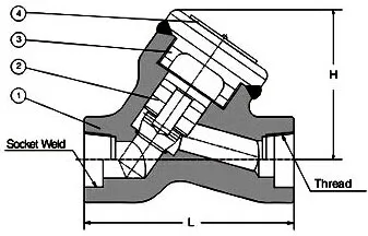 800lb Forged Steel Welded Bonnet Swing Y Pattern Check Valve (GAH61Y)