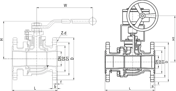 Anti Corrosive PFA / FEP / Po Rubber Teflon Lined Ball Valve