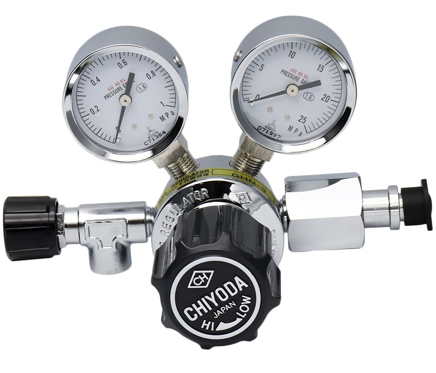 Ar N2 O2 Air Gas Regulator Chiyoda Seiki Ghn-3 Japan Type Style with Gas Economizer Adjustment Metering Valve with Ks 1MPa 10bar 25MPa 250bar 250kgf/Cm2