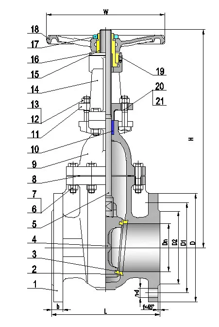BS5150 Cast Iron Gate Valve Pn16 Flange Connection Type