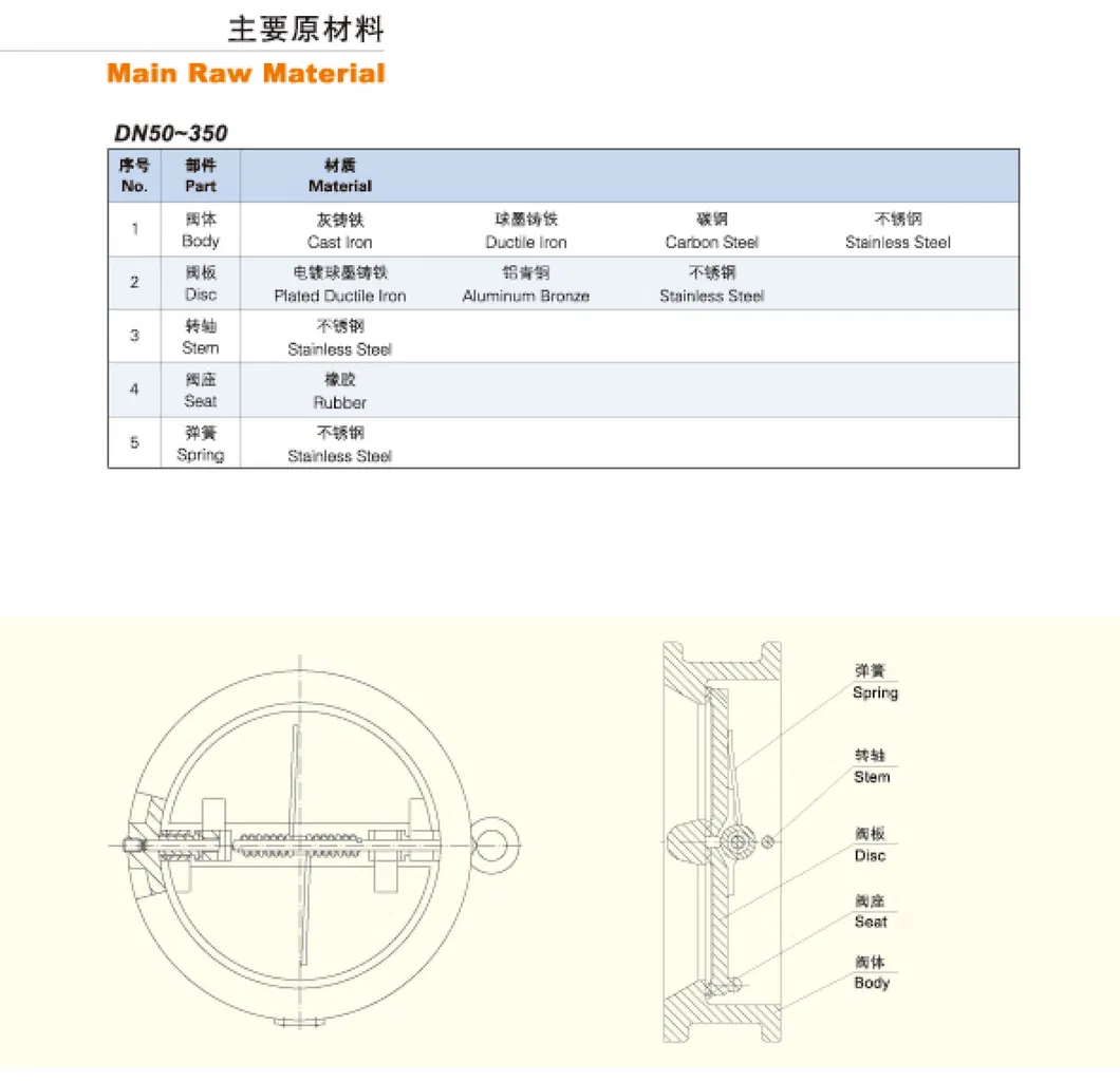 BS5153 Ductile Iron Wafer Check Valve