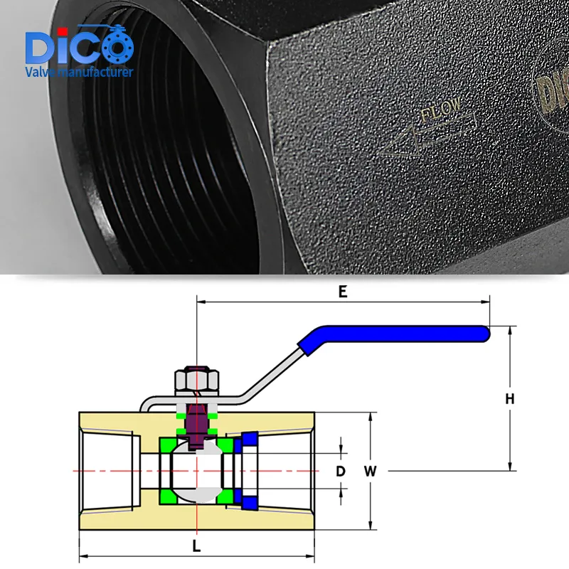 Dico Reduce Bore 2000wog Hexagon A105 NPT 1PC Floating Ball Valve