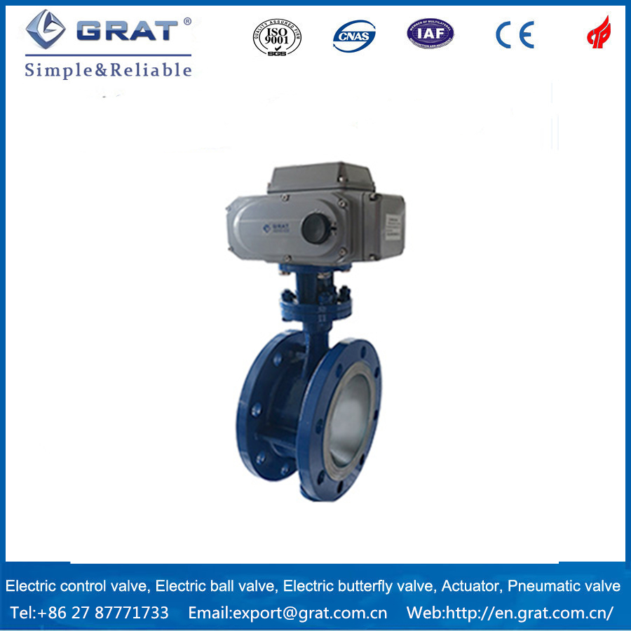 Dn100 SS304 Pn10 AC110V Shut off Electric Butterfly Valve for 120 Degrees Celsius Compressed Air