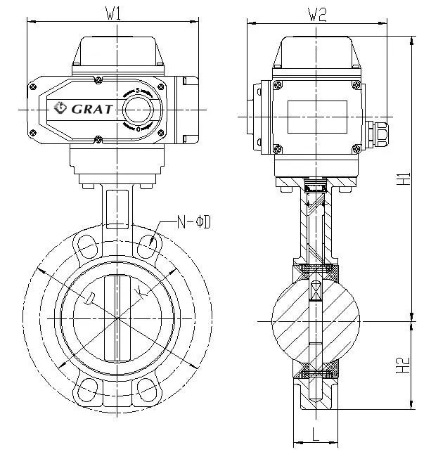 Dn300 Cast Iron Wafer Electric Butterfly Valve with Gear Drive Mechanism