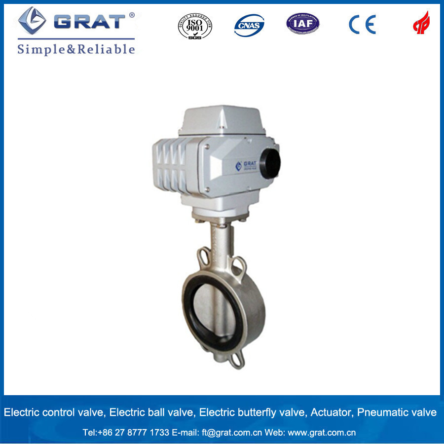 Dn300 Cast Iron Wafer Electric Butterfly Valve with Gear Drive Mechanism
