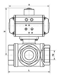 Dn40 Pneumatic Operated Stainless Steel 3 Way Control Valve