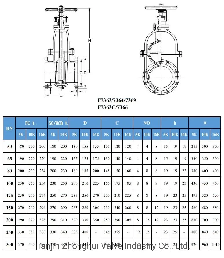 FC 10K JIS F7364 Marine Cast Iron Gate Valve