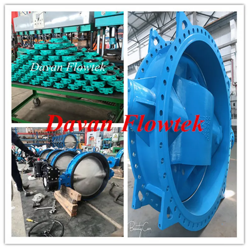 Flanged Wafer Lug Ggg40 Ductile Cast Iron DN300 Pn16 En1092 Water Double Flange Blue Gear Operated Butterfly Valve