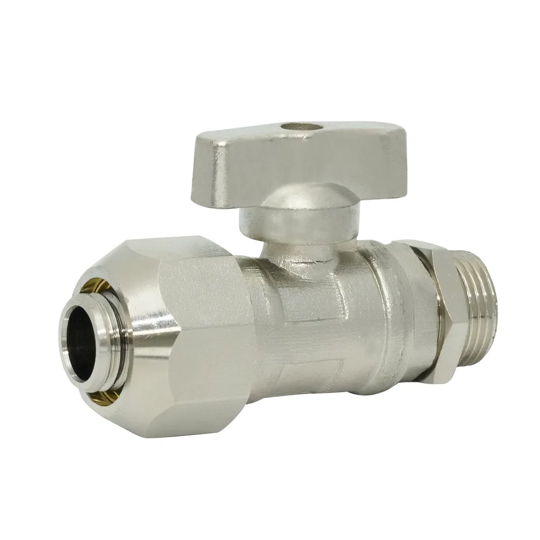Industrial Manual DN22 Thread Forged Brass Compression Ball Valve with Flat Steel Handle