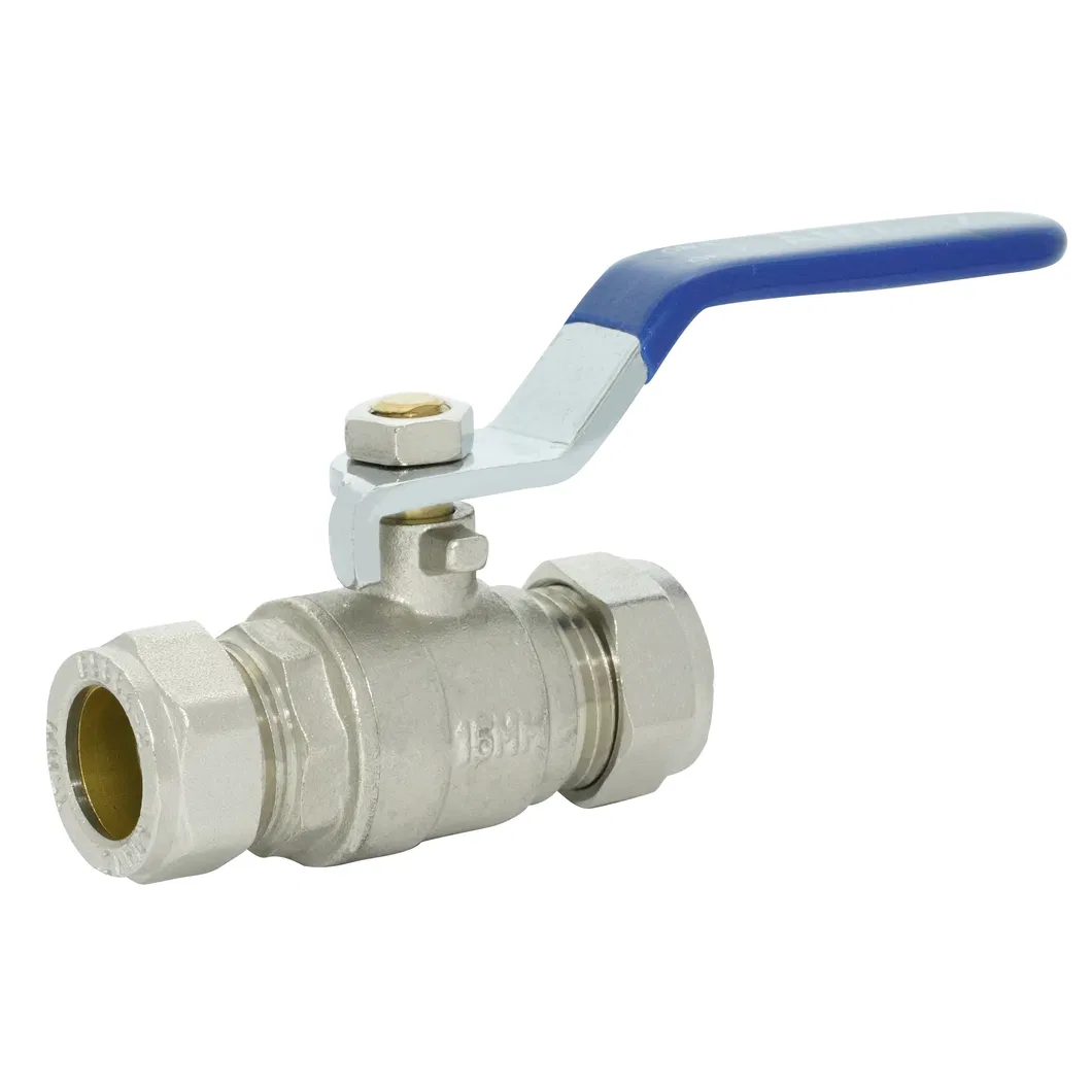 Industrial Manual DN22 Thread Forged Brass Compression Ball Valve with Flat Steel Handle