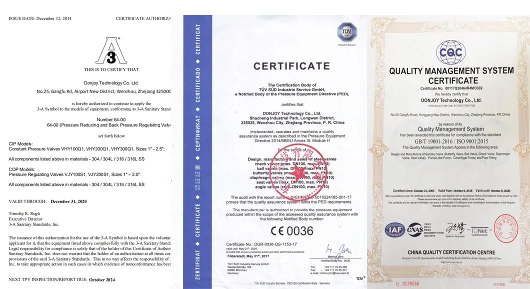 ISO90001 Donjoy Stainless Steel Pressure Reducing Valve for Pipe Line