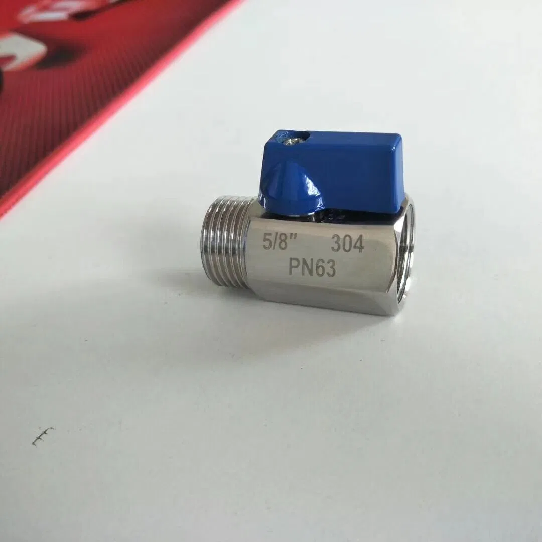 M/F BSPP 3/8 Inch Brass Mini Ball Valve Red Short Handle