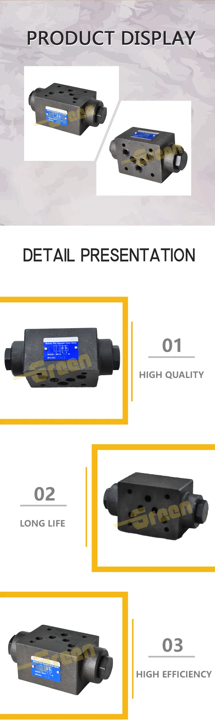 Mpcv Modular Pilot Operated Check Valves Mpcv-02b Mpcv-03b Mpcv-04b Mpcv-06b