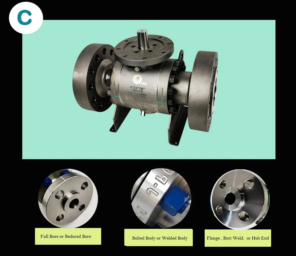 Nace Mr0175 API 6D Bolted Body Reduced Full Bore Side Entry Soft Rptfe Devlon Peek Seat Insert Flanged Connection Trunnion Support Ball Valve