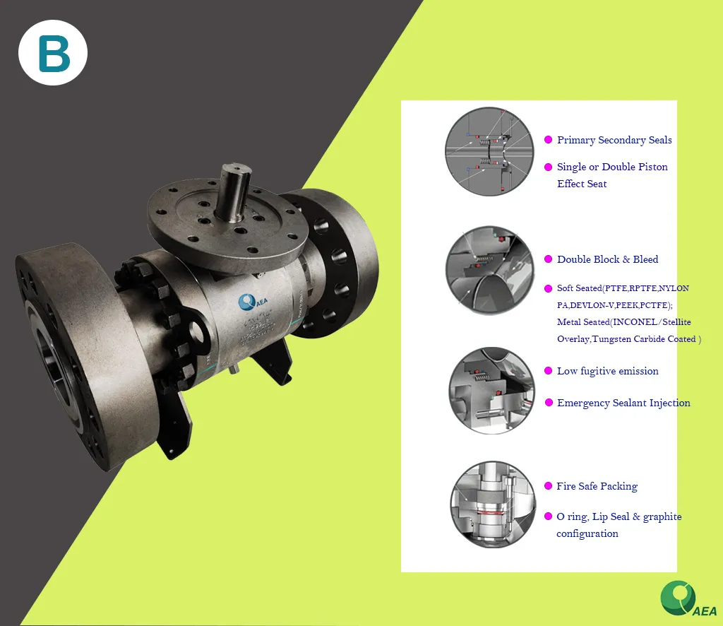 Nace Mr0175 API 6D Bolted Body Reduced Full Bore Side Entry Soft Rptfe Devlon Peek Seat Insert Flanged Connection Trunnion Support Ball Valve