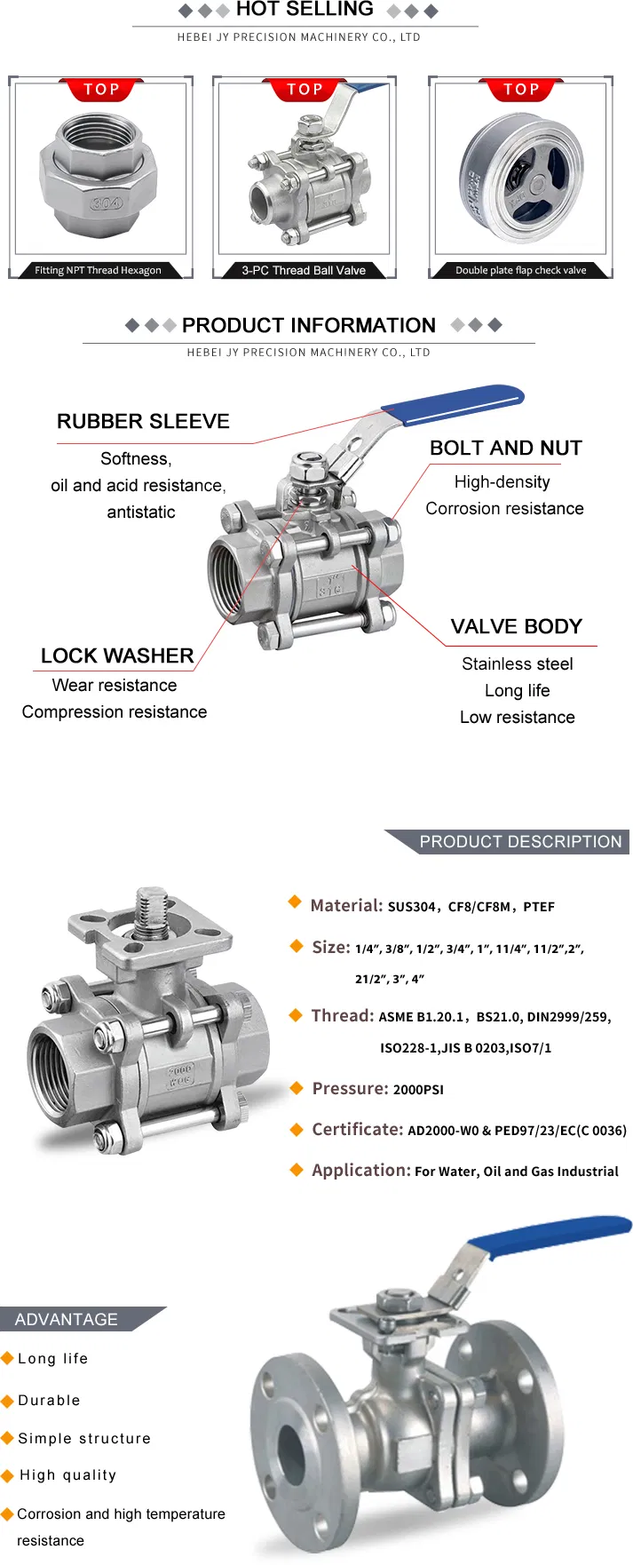 OEM Facotry Supplier 21/2" JIS 10K Stainless Steel 2PC Flanged Ball Valve Used in Kitchen Bathroom Toilet Plumbing Accessories with ISO Mounting Pad