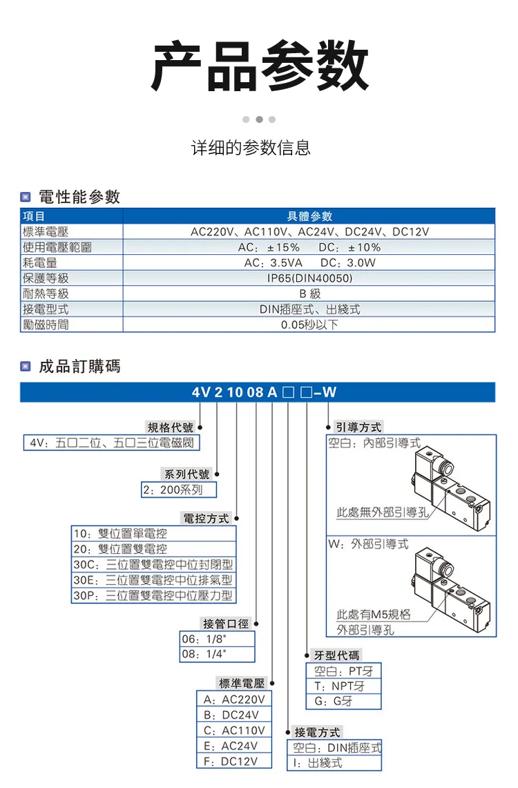 Original Airtac Pneumatic Solenoid Valve 4V210-08 4V310-10 4V110-06 4V410-15