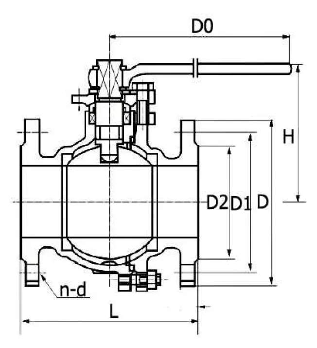 Pn10 Pn16 2-PC Cast Steel Ball Valve