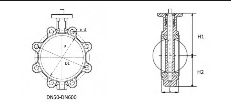 Pn16 Carbon Steel Di Viton Seated Lug Butterfly Valve