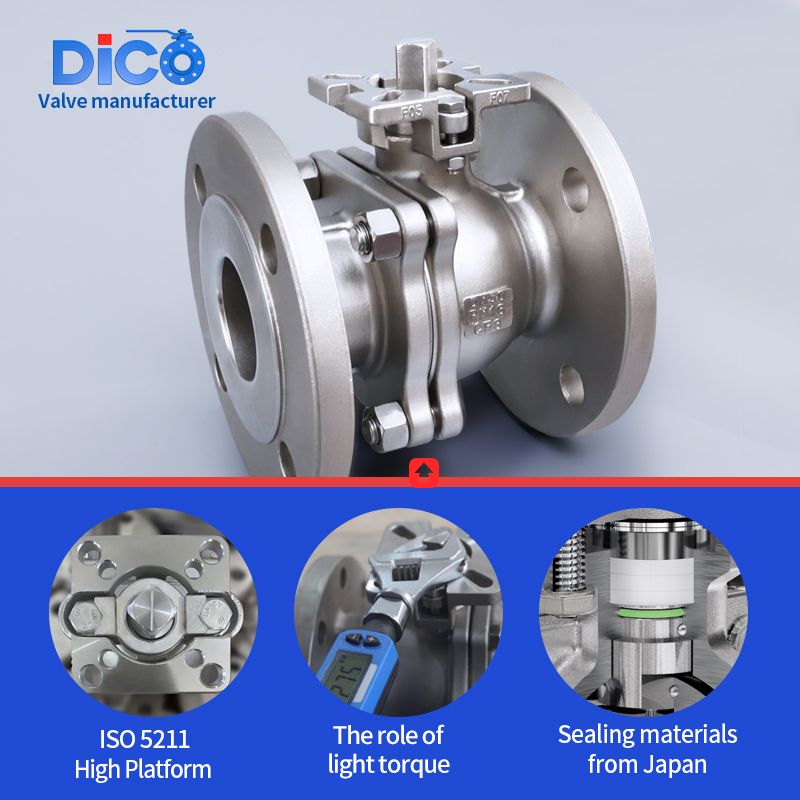 Pn16 High Platform 2 Pieces Flange Ball Valve
