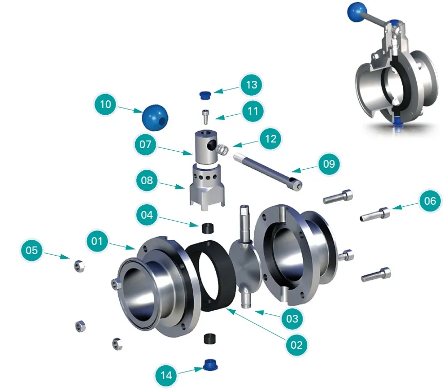 Sanitary Stainless Steel SS304/SS316L Manual & Pneumatic Buttterfly Valve&Pipe Fitting