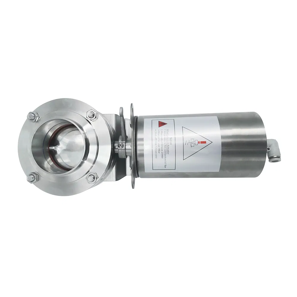 Sanitary Stainless Steel Three-Piece Pneumatic Actuator Welding Butterfly Valve