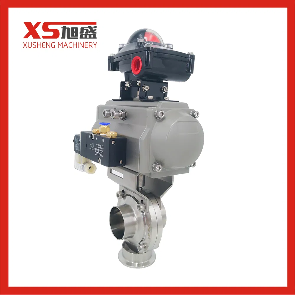 SMS Sanitary Stainless Steel Welding Pneumatic Butterfly Valve with Actuator