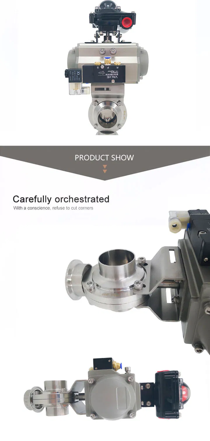SMS Sanitary Stainless Steel Welding Pneumatic Butterfly Valve with Actuator