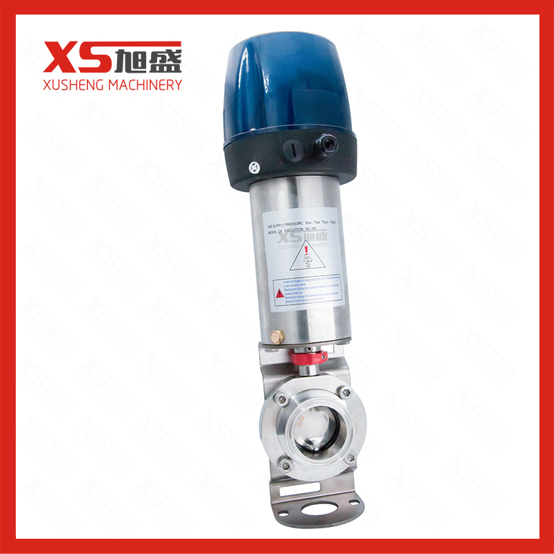 SMS Stainless Steel Pneumatic Mix-Proof Butterfly Valve with Controller