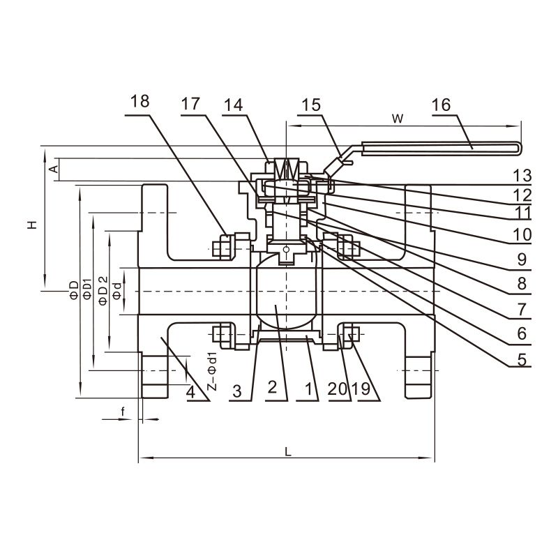 Stainless Steel 3 Piece High Mounting Pad Flange Ball Valve