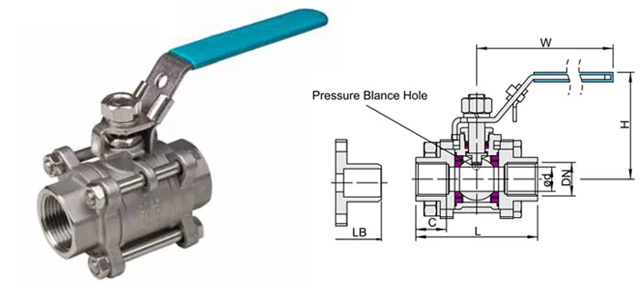 Stainless Steel Industrial 3PC Butt-Welded Ball Valve for Water Industry (HW-BV 3001)