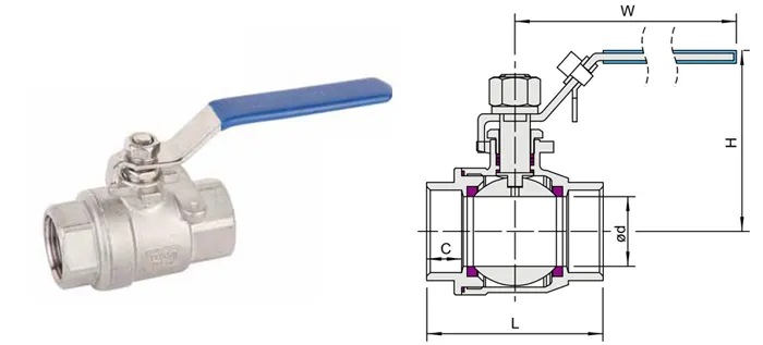 Stainless Steel Industrial Manual Korean Type 2PC Thread Ball Valve (HW-BV 2001)