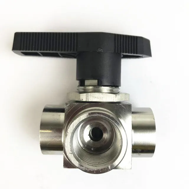 Three 3 Ways Metal Ball Valve 1/4