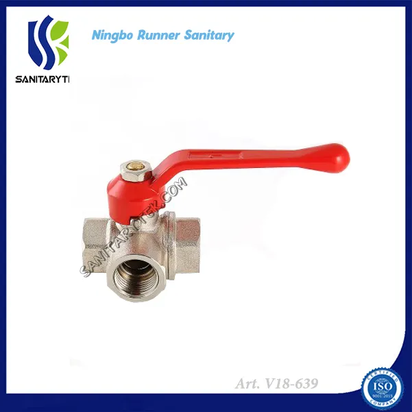 Three Way Brass Ball Valve FF with Aluminum Handle