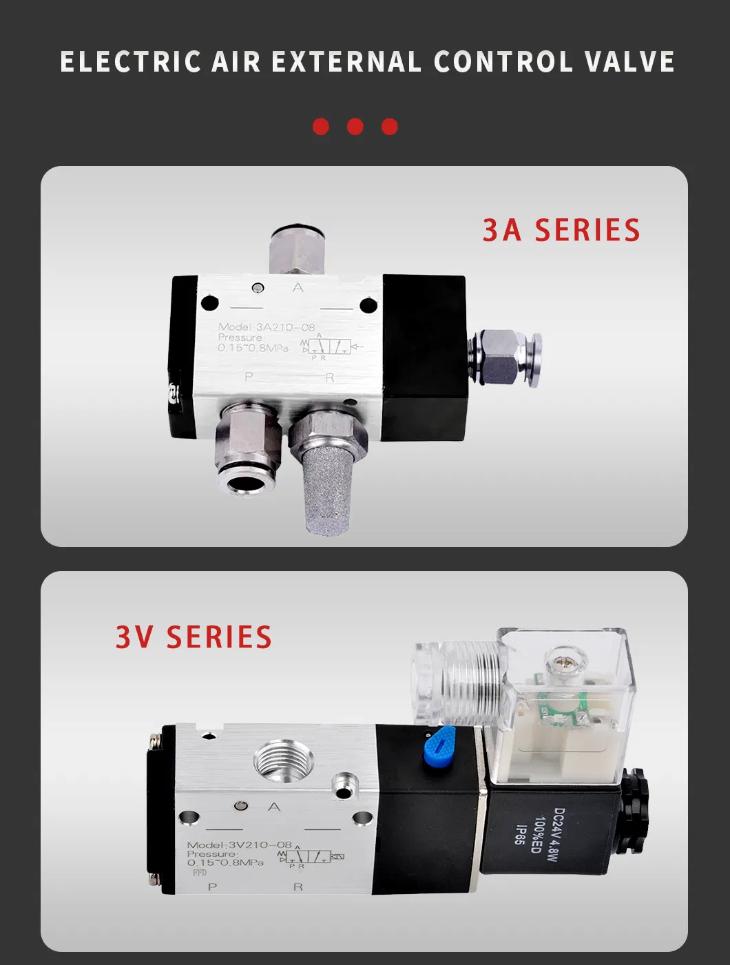Top Seller 4V1 Series Direct Acting Aluminum Alloy Pneumatic Control Solenoid Valve