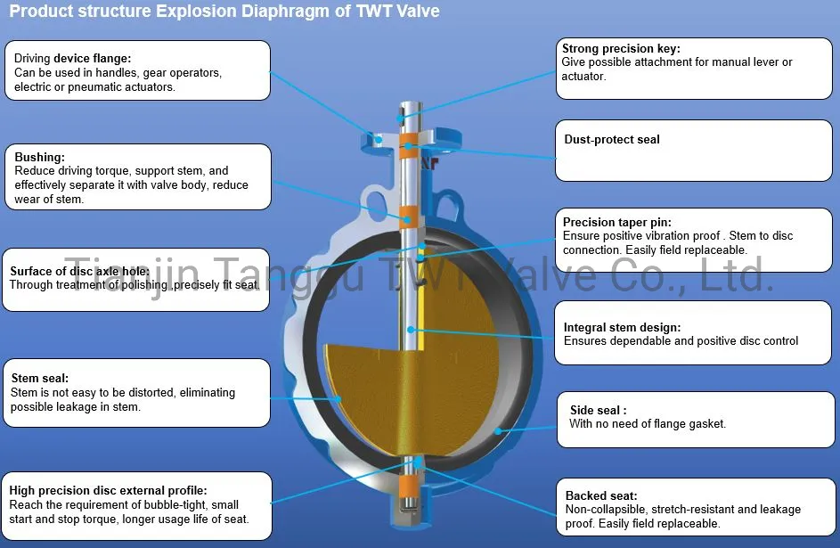 Twt Soft Sealing Flanged Center Line Butterfly Valve