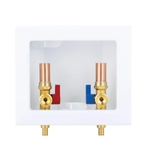 Washing Machine Outlet Box 1/2" F1960X 3/4" Mht Copper Water Hammer Arrestor with Valves