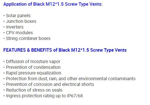 Waterproof Breathable Automatic M12*1.5 Air Vent Valve Vent Plug Manufacture