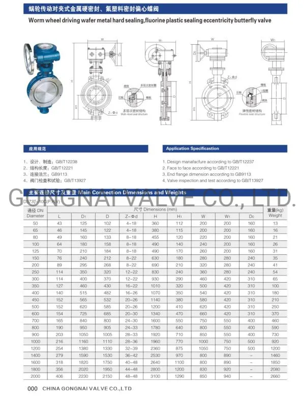 Worm Gear Operated Rubber Seal U Flange Type Butterfly Valve for Sea Water
